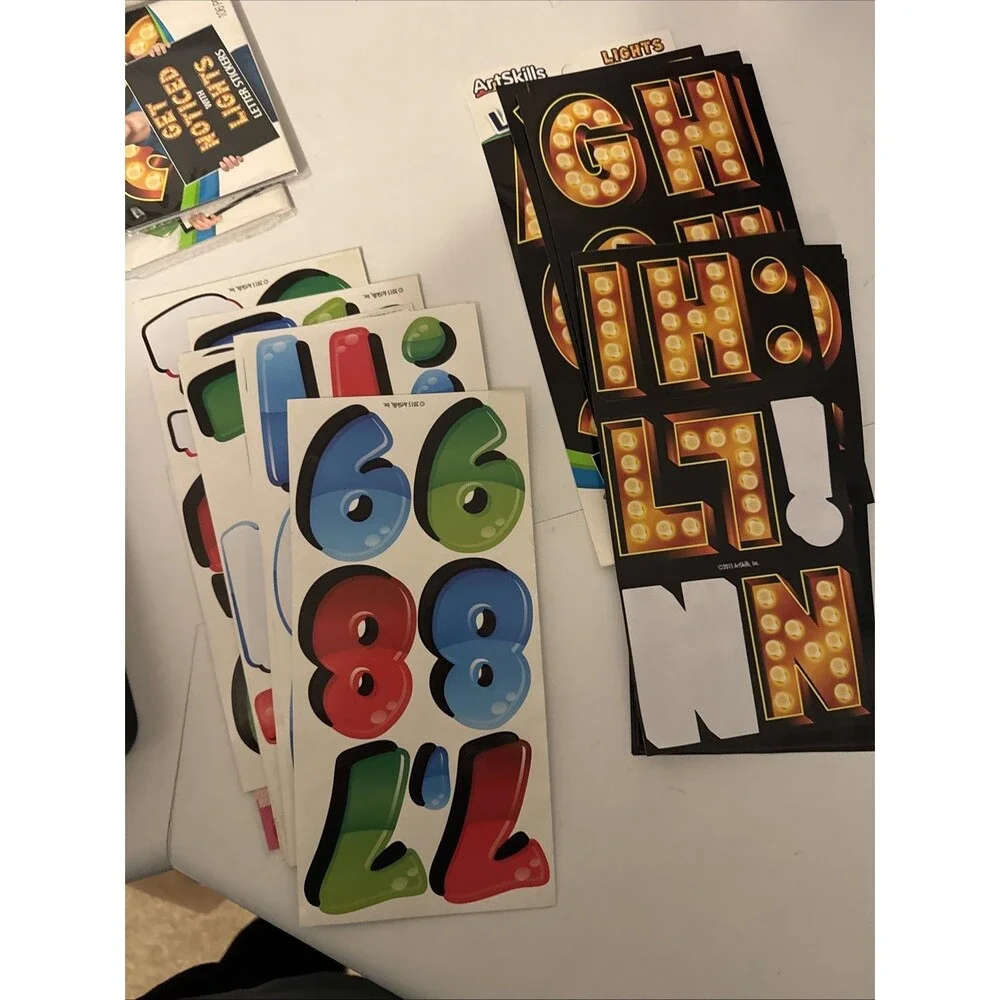 artskills letter stickers 1 Package Of Each Lights And Shadows. Plus Extras